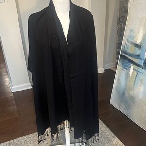 Betsey Johnson Black Cashmere & Silk Wrap Scarf